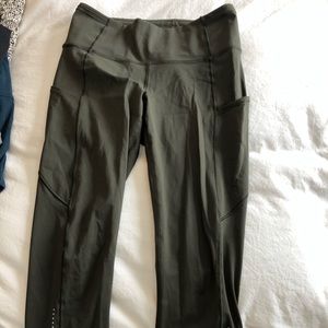 Olive green cropped Lululemon leggings